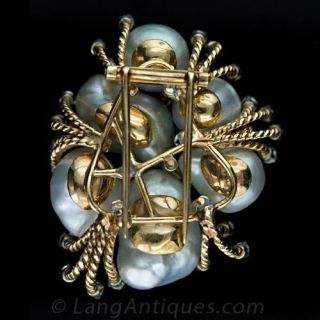 Baroque Pearl and Diamond Pin