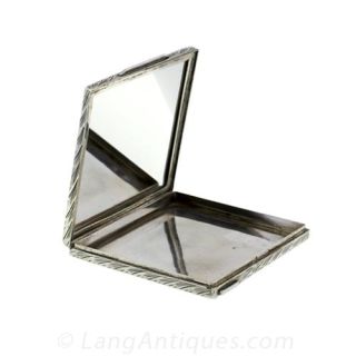 Beautifully Chased 800 Silver Square Compact 