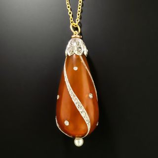 Belle Époque Amber and Diamond Drop Pendant - 2