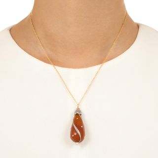 Belle Époque Amber and Diamond Drop Pendant
