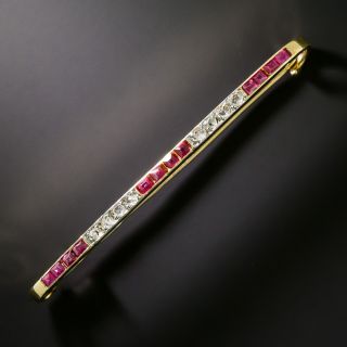 Belle Époque Diamond and Ruby* Bar Brooch - 3