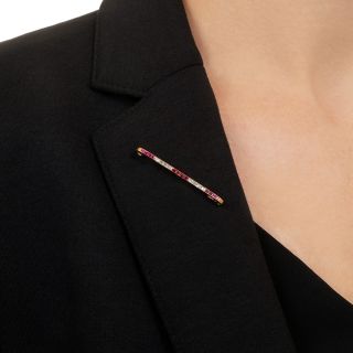Belle Époque Diamond and Ruby* Bar Brooch