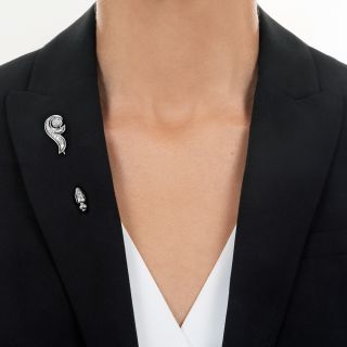 Belle Epoque Diamond Scroll Stick Pin