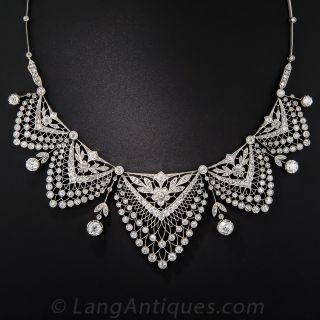 Belle Èpoque Platinum and Diamond Necklace - 1