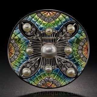 Belle Époque Plique-a-Jour Circle Brooch