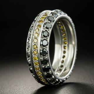 Black & Golden Diamond Eternity Wedding Band -- Size 5 3/4 - 2