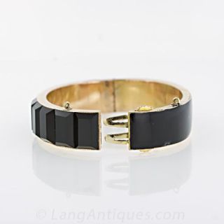 Black Onyx and Enamel Mourning Bracelet
