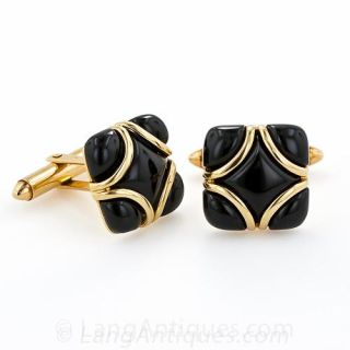Black Onyx and Gold Cufflinks