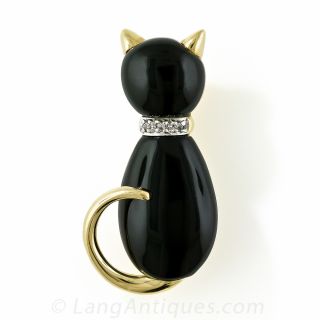 Black Onyx Cat Pin