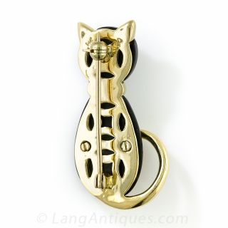 Black Onyx Cat Pin