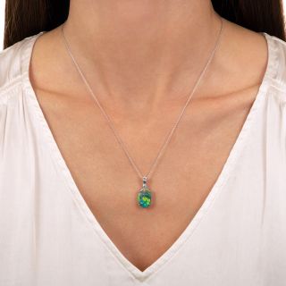 Black Opal and Diamond Drop Necklace