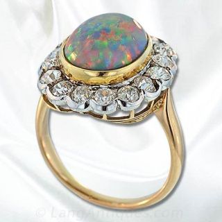 Black Opal and Diamond Ring