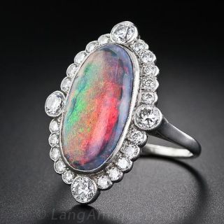 Black Opal and Diamond Ring