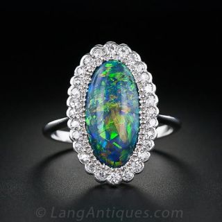 Black Opal and Diamond Ring