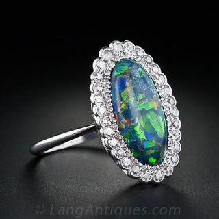 Black Opal and Diamond Ring