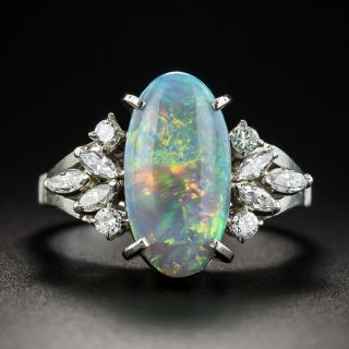 Black Opal Diamond Platinum Ring
