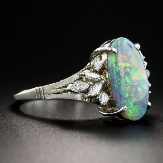 Black Opal Diamond Platinum Ring