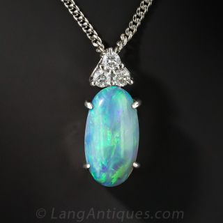 Black Opal Platinum and Diamond Pendant 