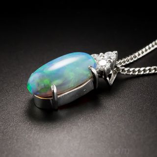 Black Opal Platinum and Diamond Pendant 