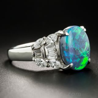 Black Opal Platinum and Diamond Ring