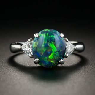 Black Opal Platinum Diamond Ring
