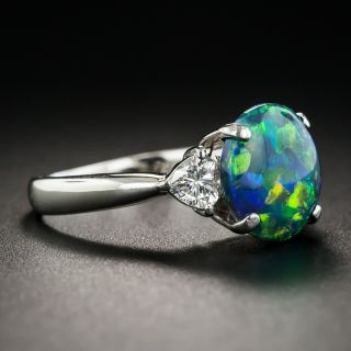 Black Opal Platinum Diamond Ring