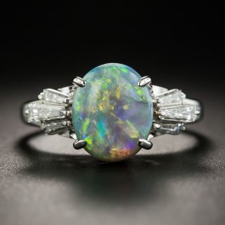 Black Opal Platinum Diamond Ring - 1