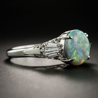 Black Opal Platinum Diamond Ring