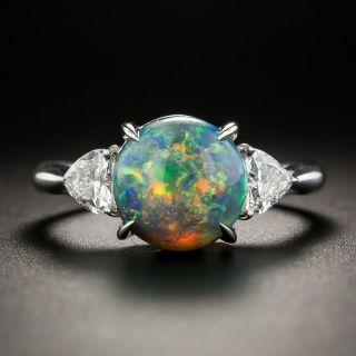Black Opal Platinum Diamond Ring - 1
