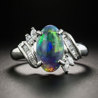 Black Opal Platinum Diamond Ring