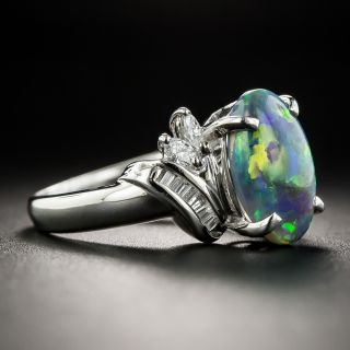 Black Opal Platinum Diamond Ring