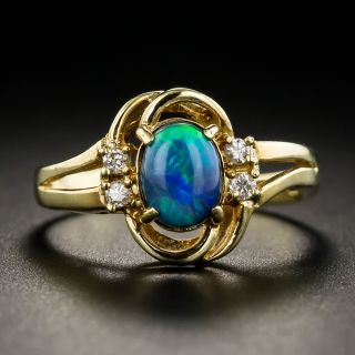 Black Opal with Diamond Accents Ring