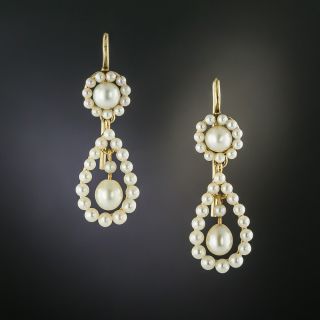 Black Starr and Frost Pearl Dangle Earrings - 2