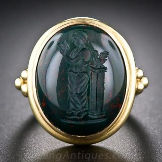 Bloodstone Intaglio Ring by Elizabeth Locke