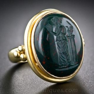 Bloodstone Intaglio Ring by Elizabeth Locke