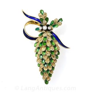 Blue and Green Enamel Pinecone Pin