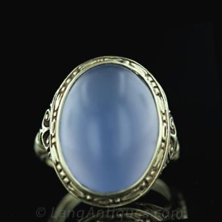 Blue Chalcedony   Green Gold Ring Main View