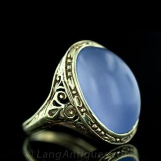 Blue Chalcedony & Green Gold Ring
