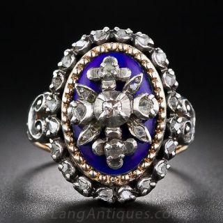 Blue Enamel and Diamond Ring - 2