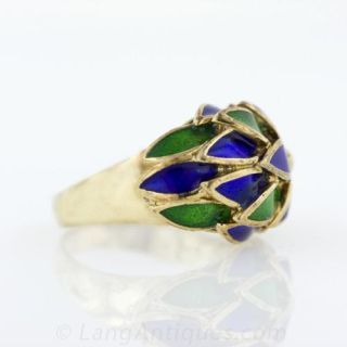 Blue-Green Enamel Ring