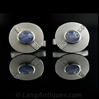 Blue Star Sapphire Cufflink and Stud Set