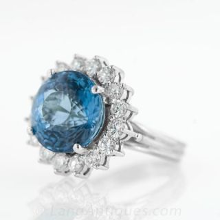 Blue Topaz and Diamond Ring