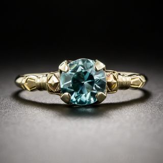 Blue Zircon Art Deco Ring 