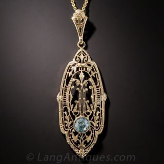 Blue Zircon Pendant Necklace