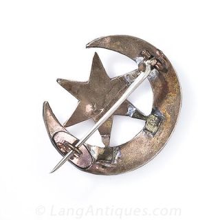 Bohemian Garnet Antique Crescent Pin