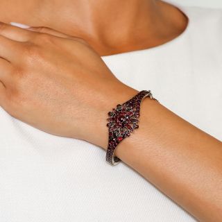 Bohemian Garnet Bangle Bracelet