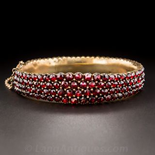 Bohemian Garnet Bangle Bracelet