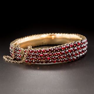 Bohemian Garnet Bangle Bracelet