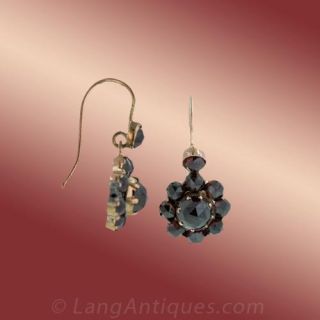 Bohemian Garnet Cluster Drop Earrings