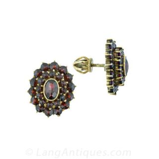 Bohemian Garnet Cluster Earrings